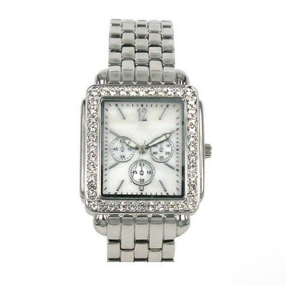 Time and Tru Women's Square Crystal Alloy Bracelet Wristwatch